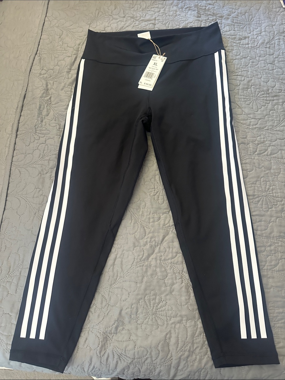 adidas Black Leggings with White Triple Stripes